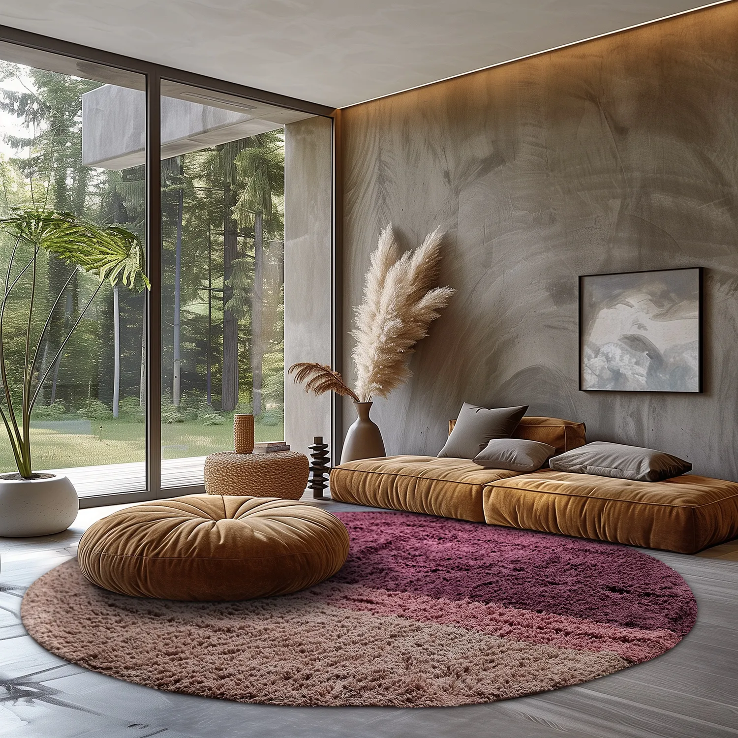 Tapis rond - Pione Natural Cotton Shaggy (rose)