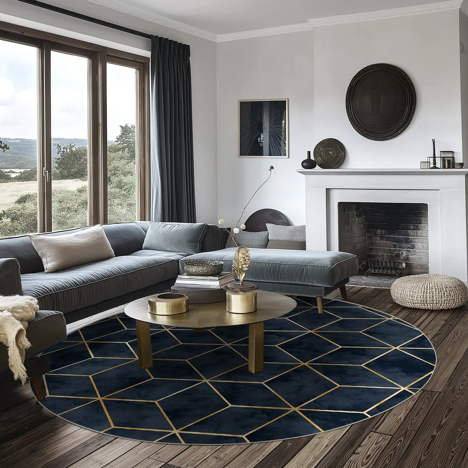 Tapis rond - Remy (bleu foncé)
