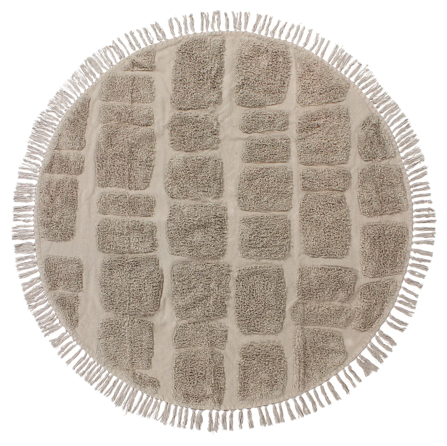 Tapis rond - Salem Natural Cotton Shaggy (taupe)
