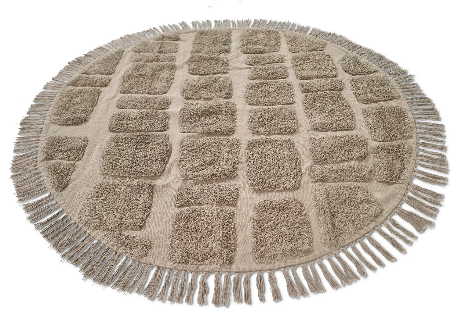 Tapis rond - Salem Natural Cotton Shaggy (taupe)