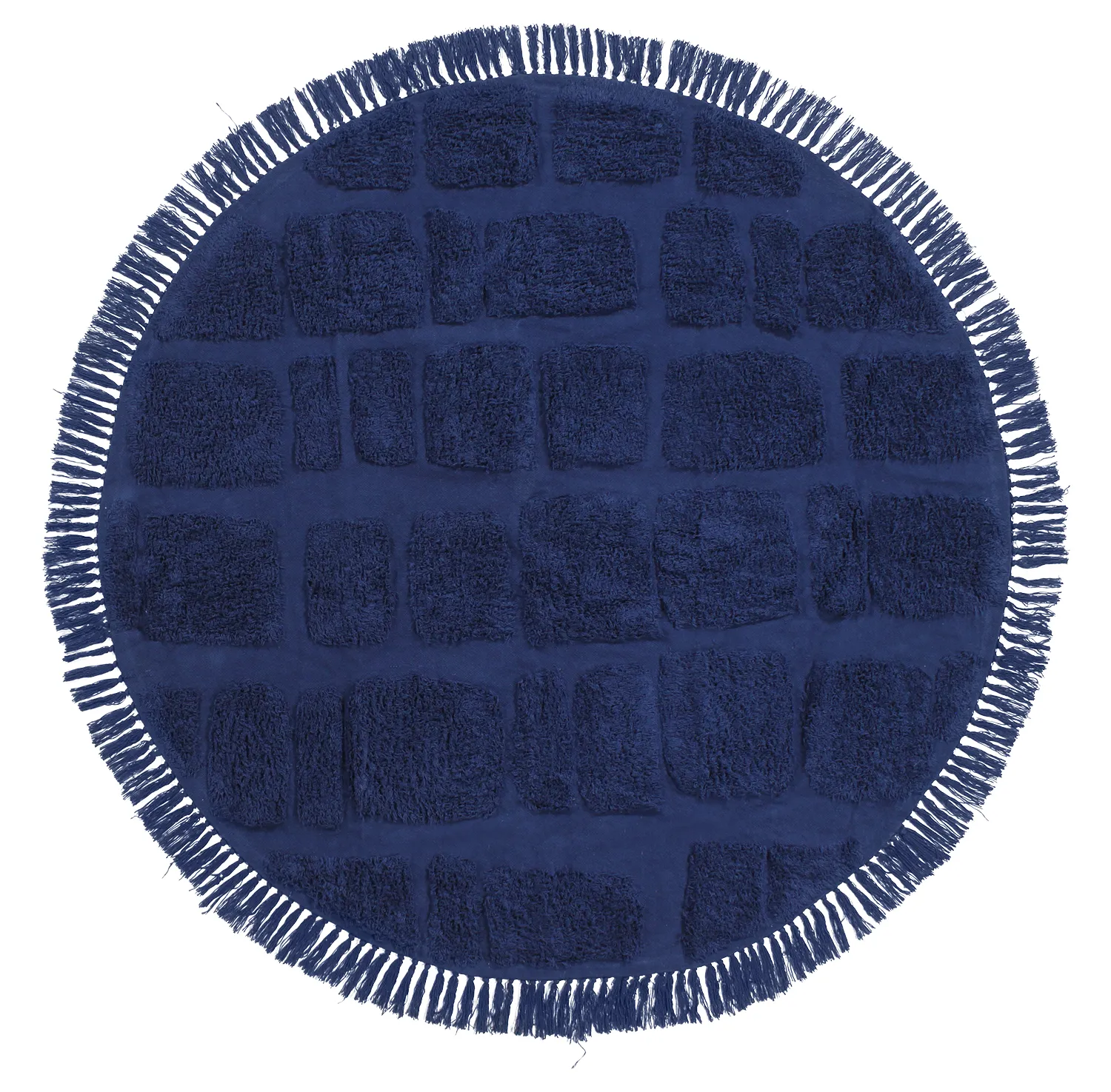 Tapis rond - Salem Natural Cotton Shaggy (bleu foncé)