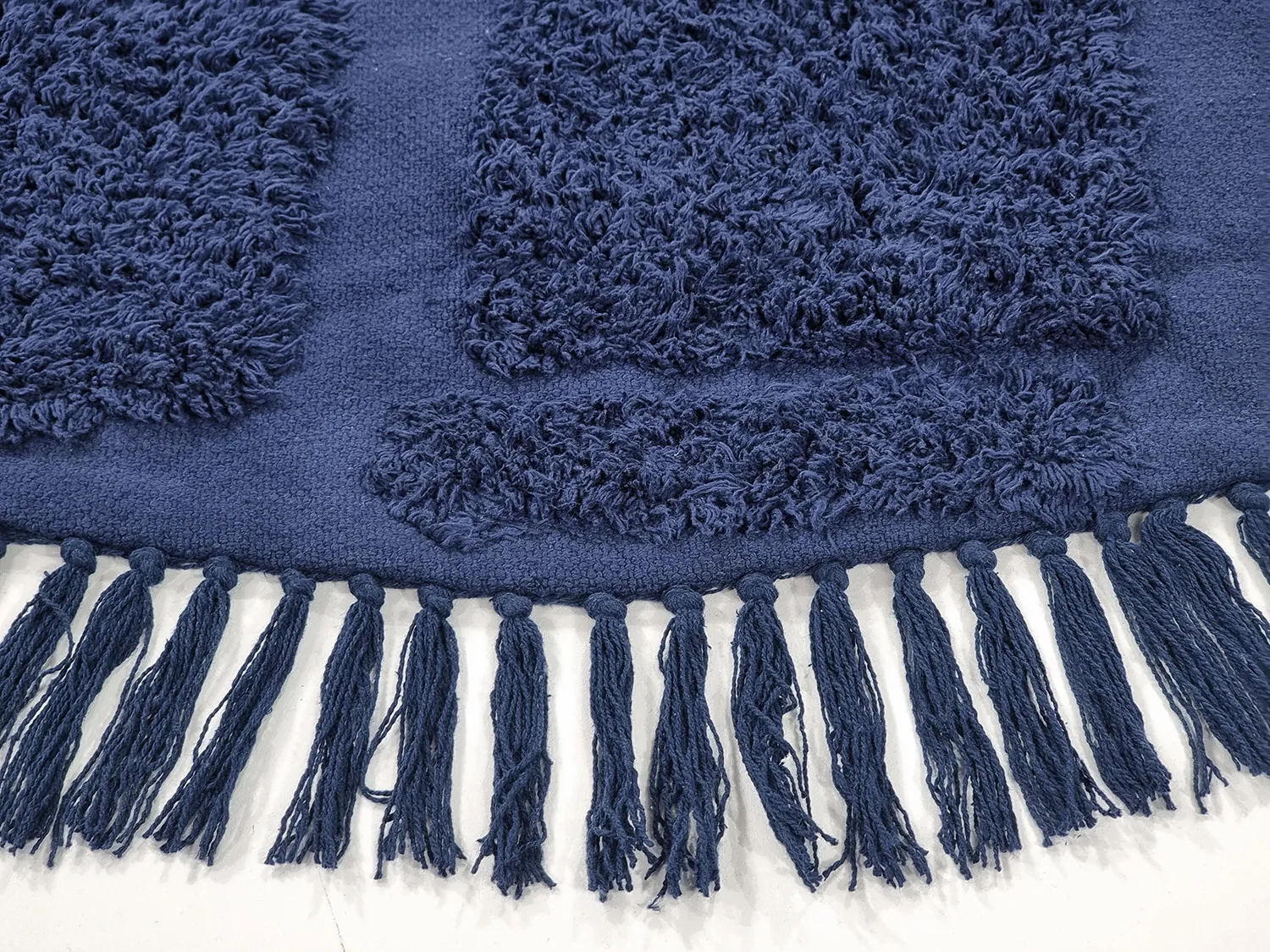 Tapis rond - Salem Natural Cotton Shaggy (bleu foncé)