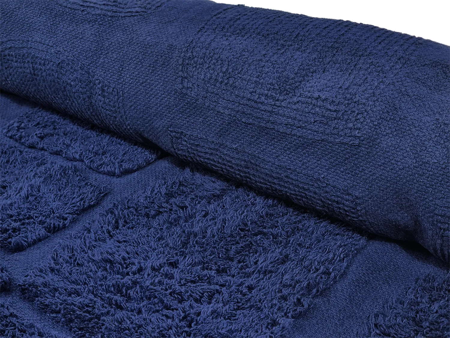 Tapis rond - Salem Natural Cotton Shaggy (bleu foncé)