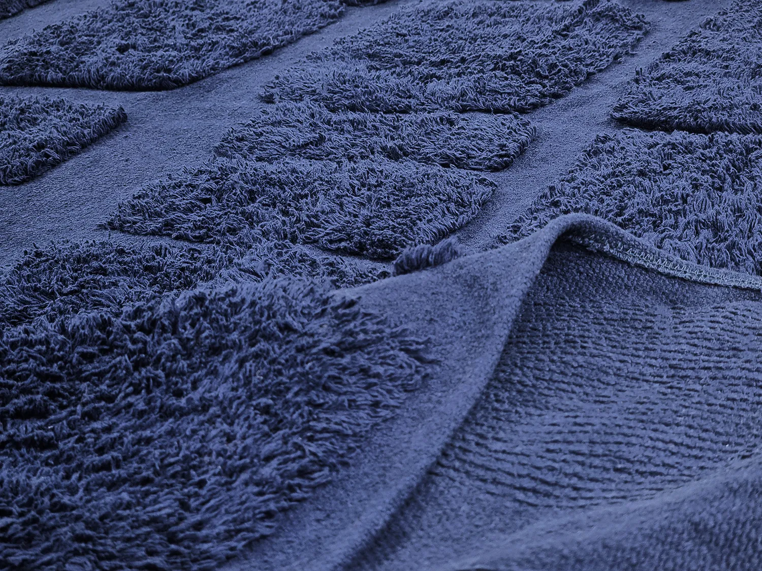 Tapis à poils longs - Salem Natural Cotton Shaggy (bleu foncé)