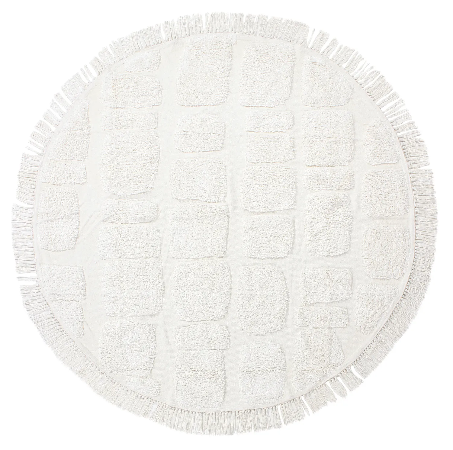 Tapis rond - Salem Natural Cotton Shaggy (blanc cassé)