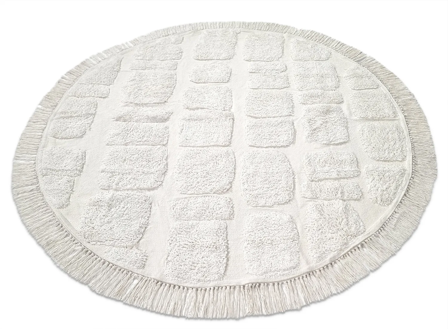 Tapis rond - Salem Natural Cotton Shaggy (blanc cassé)