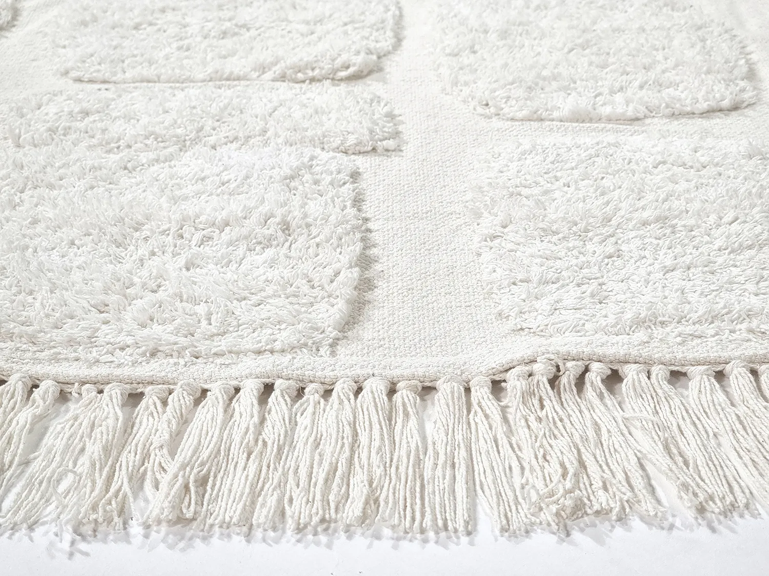Tapis rond - Salem Natural Cotton Shaggy (blanc cassé)