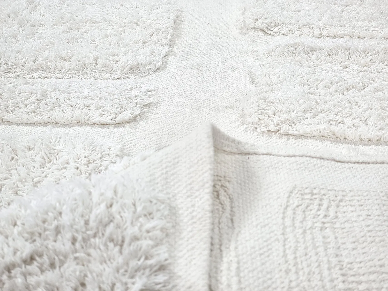 Tapis rond - Salem Natural Cotton Shaggy (blanc cassé)