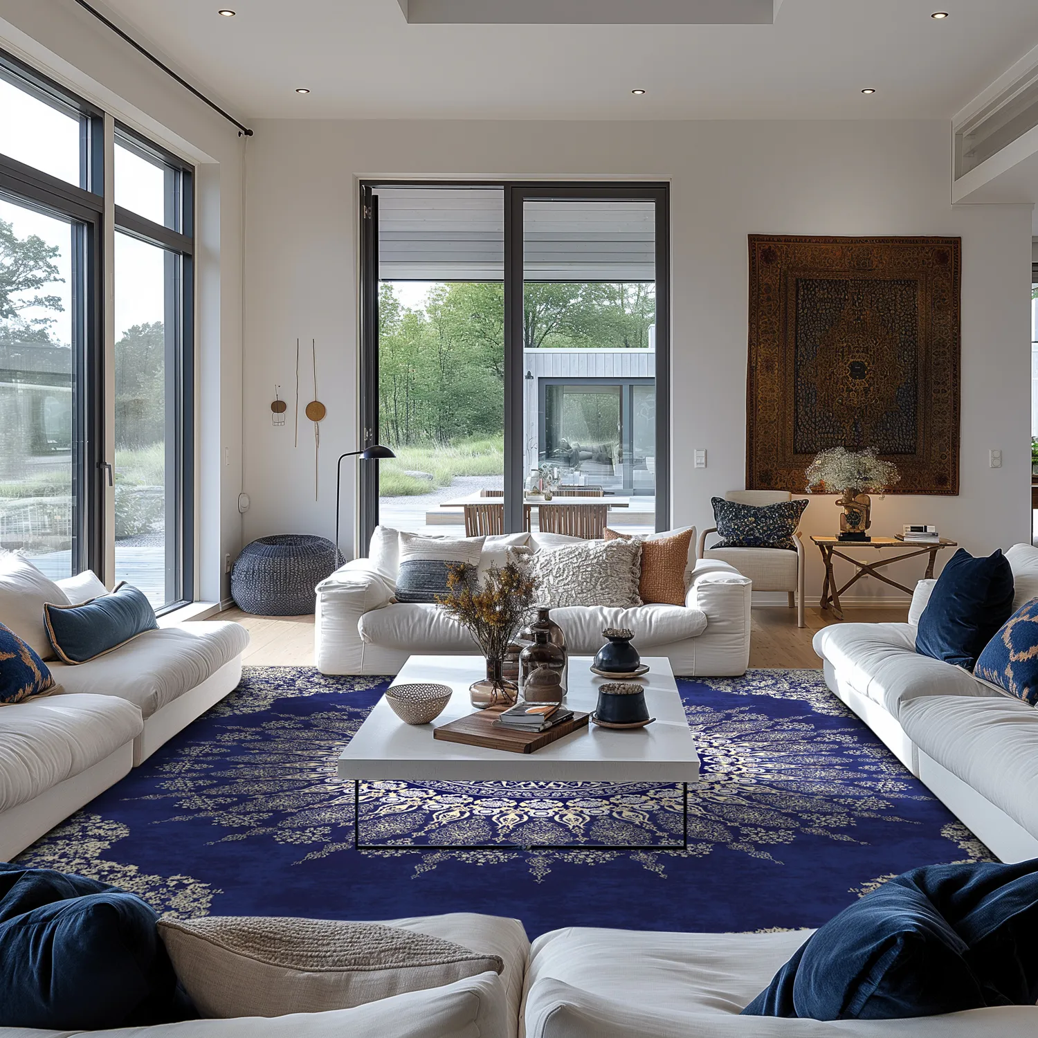 Tapis Wilton - Sandrigo (bleu/beige)
