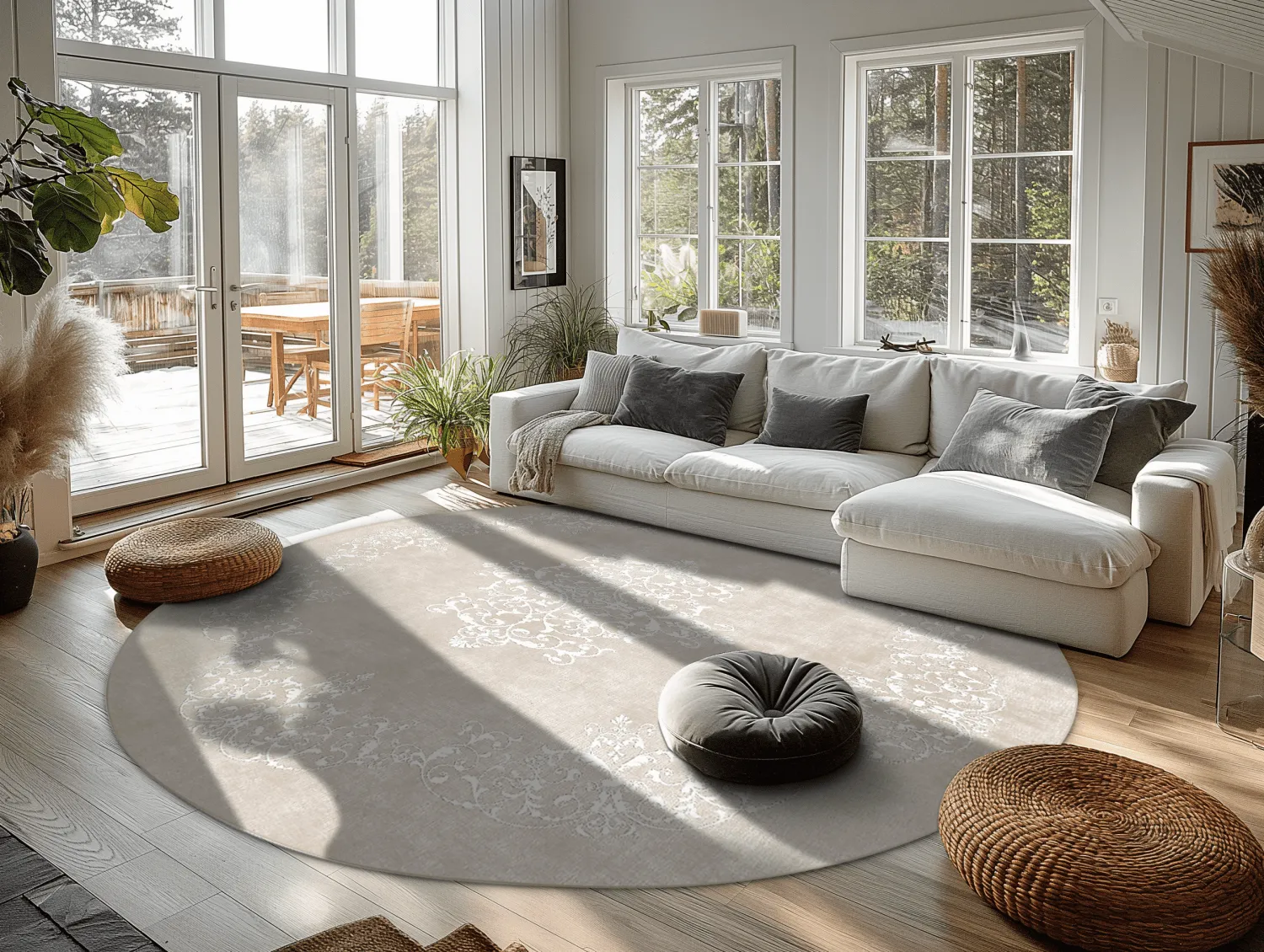 Tapis rond - Santi (beige/blanc)