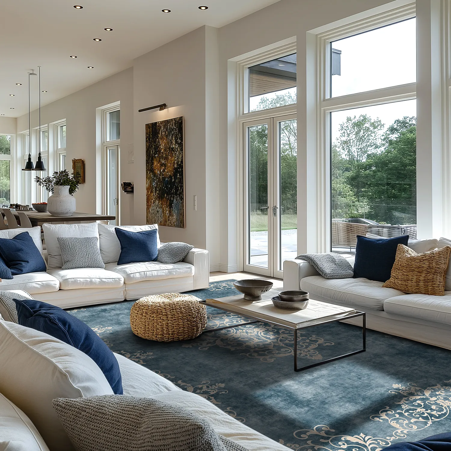 Tapis Wilton - Santi (bleu/beige)