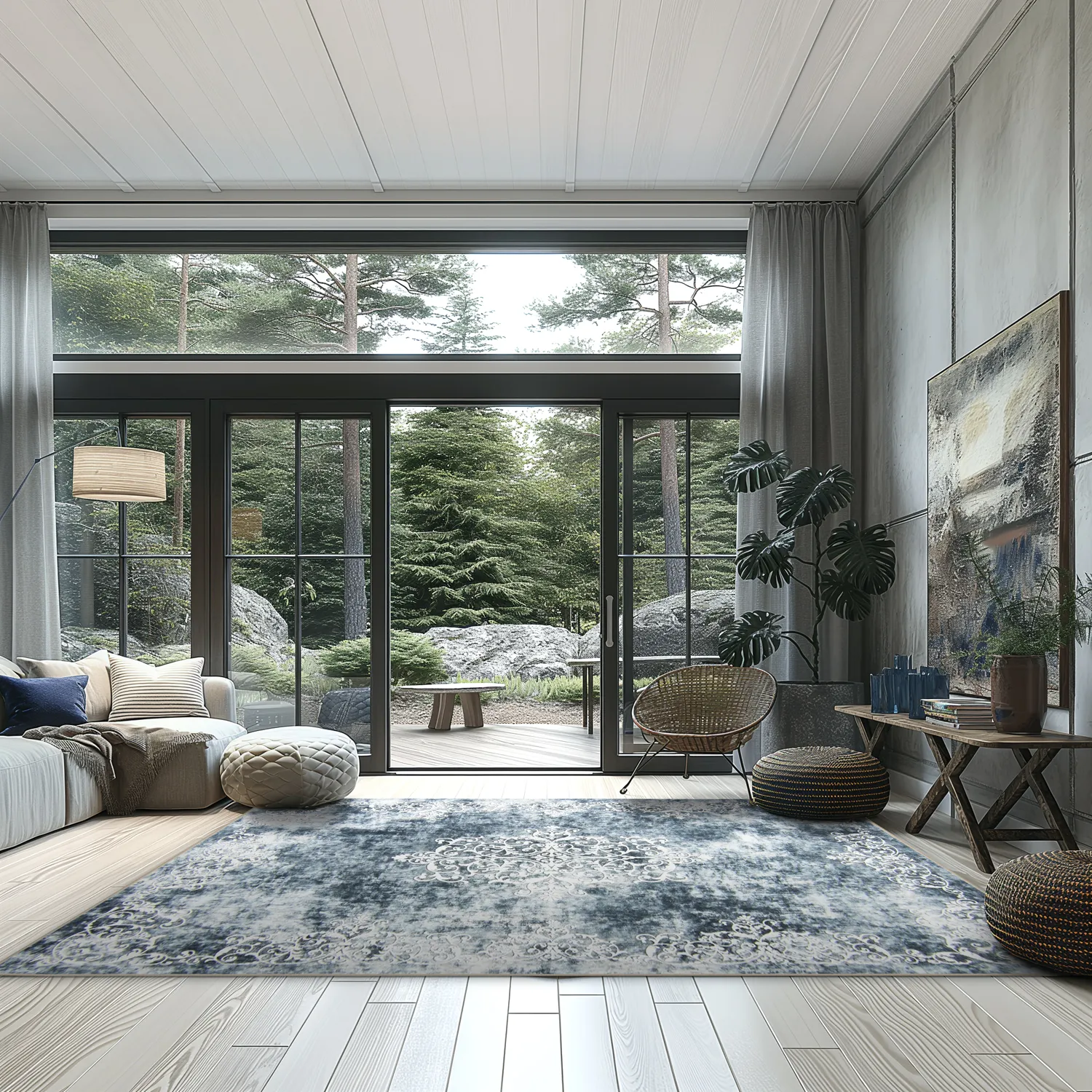 Tapis Wilton - Santi (gris bleuté/blanc)