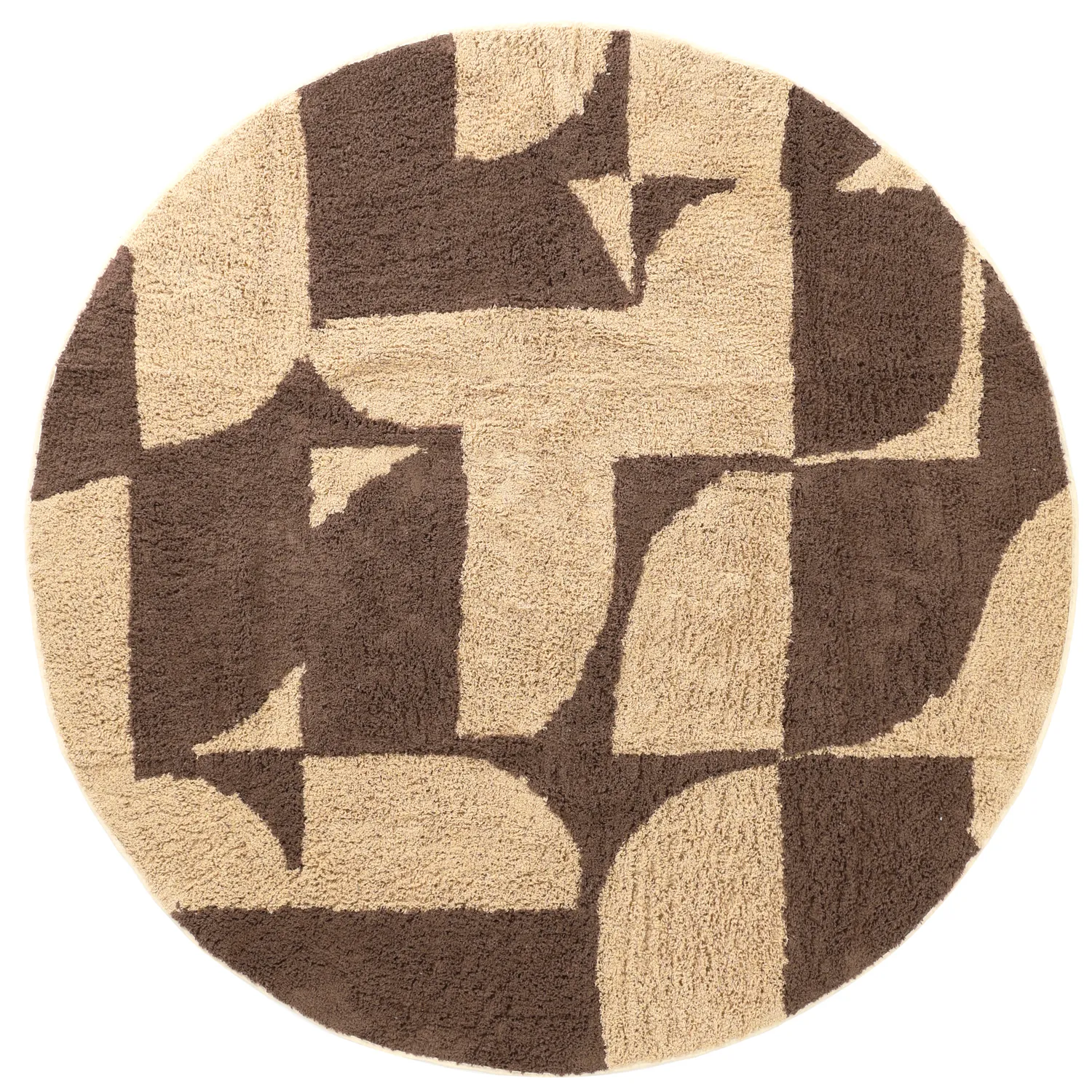 Tapis rond - Siberia Natural Cotton Shaggy (beige/marron)