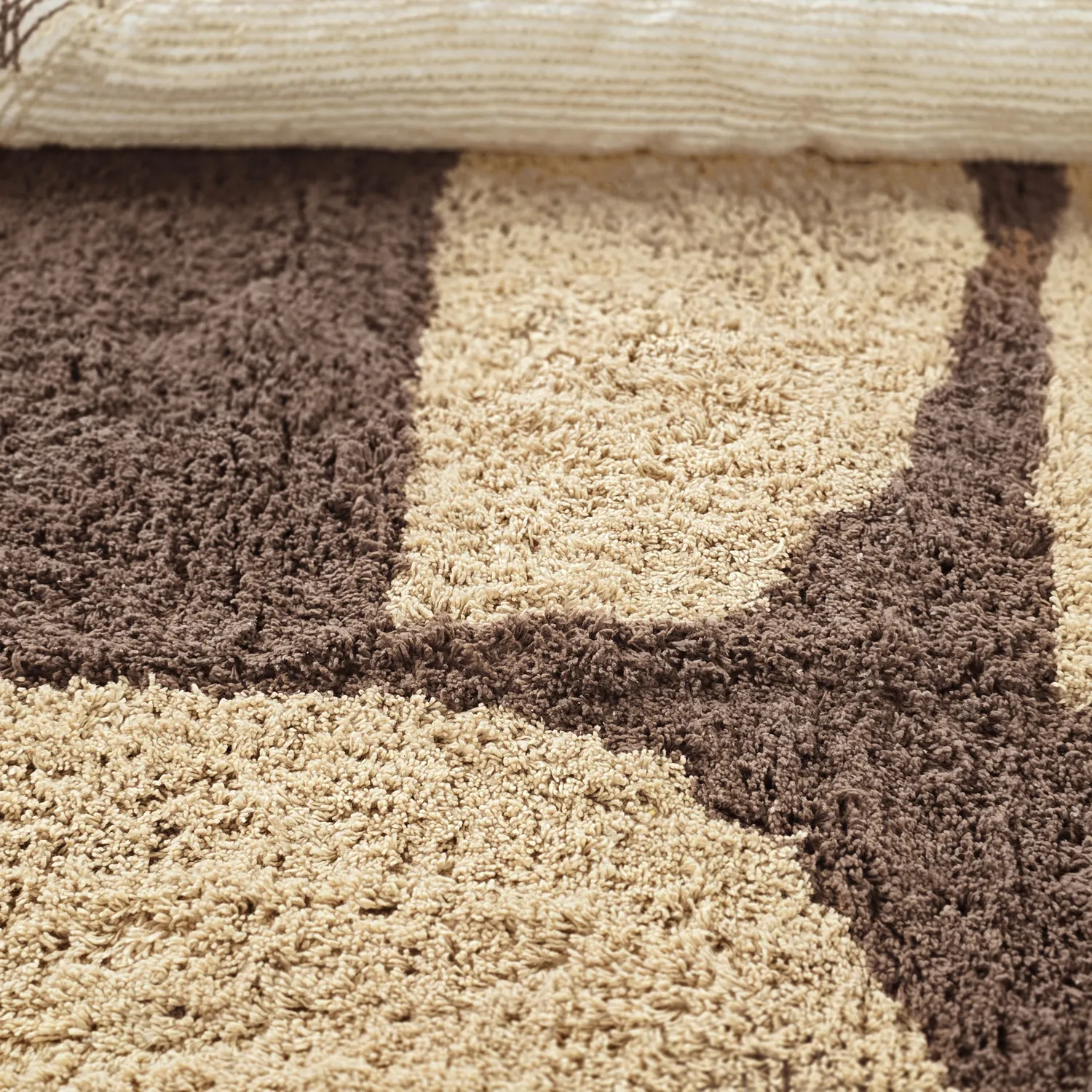 Tapis rond - Siberia Natural Cotton Shaggy (beige/marron)