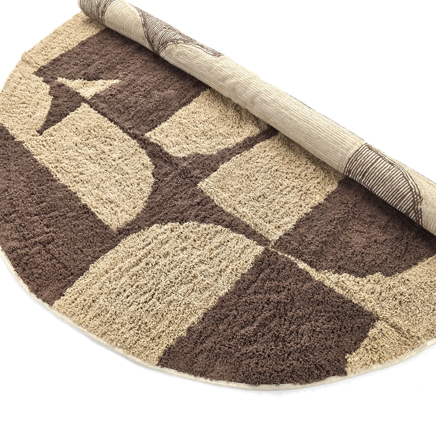 Tapis rond - Siberia Natural Cotton Shaggy (beige/marron)