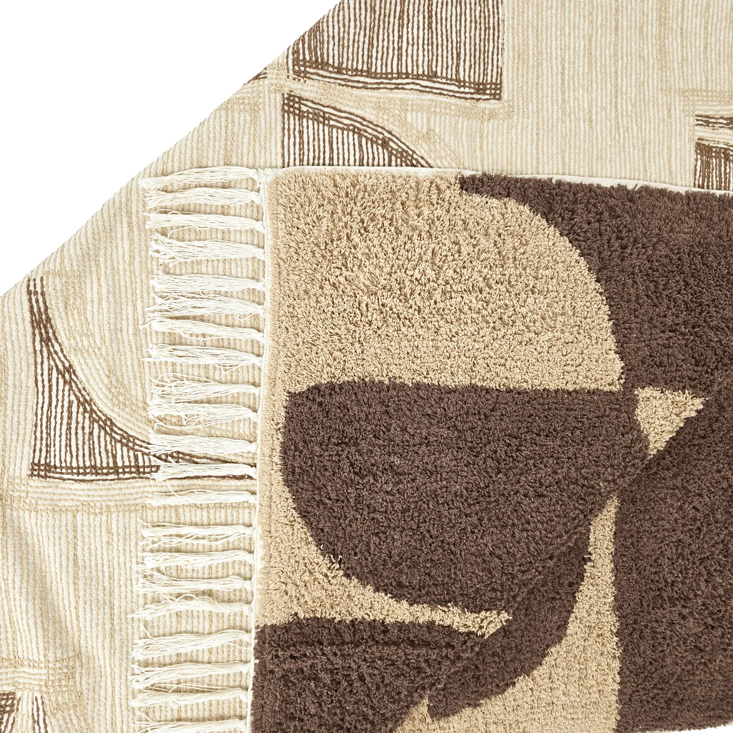 Tapis shaggy - Siberia Natural Cotton Shaggy (beige/marron)