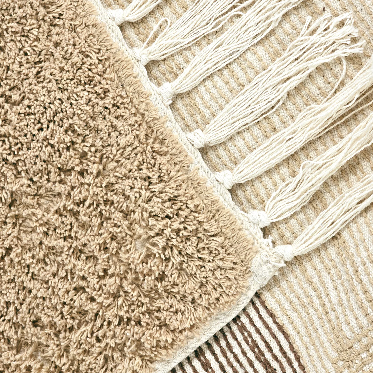 Tapis shaggy - Siberia Natural Cotton Shaggy (beige/marron)