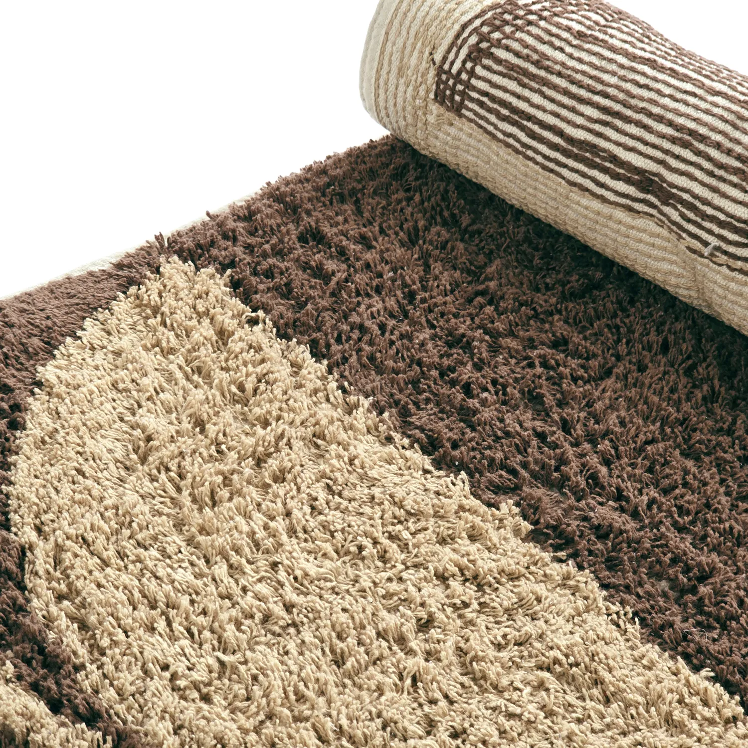 Tapis shaggy - Siberia Natural Cotton Shaggy (beige/marron)