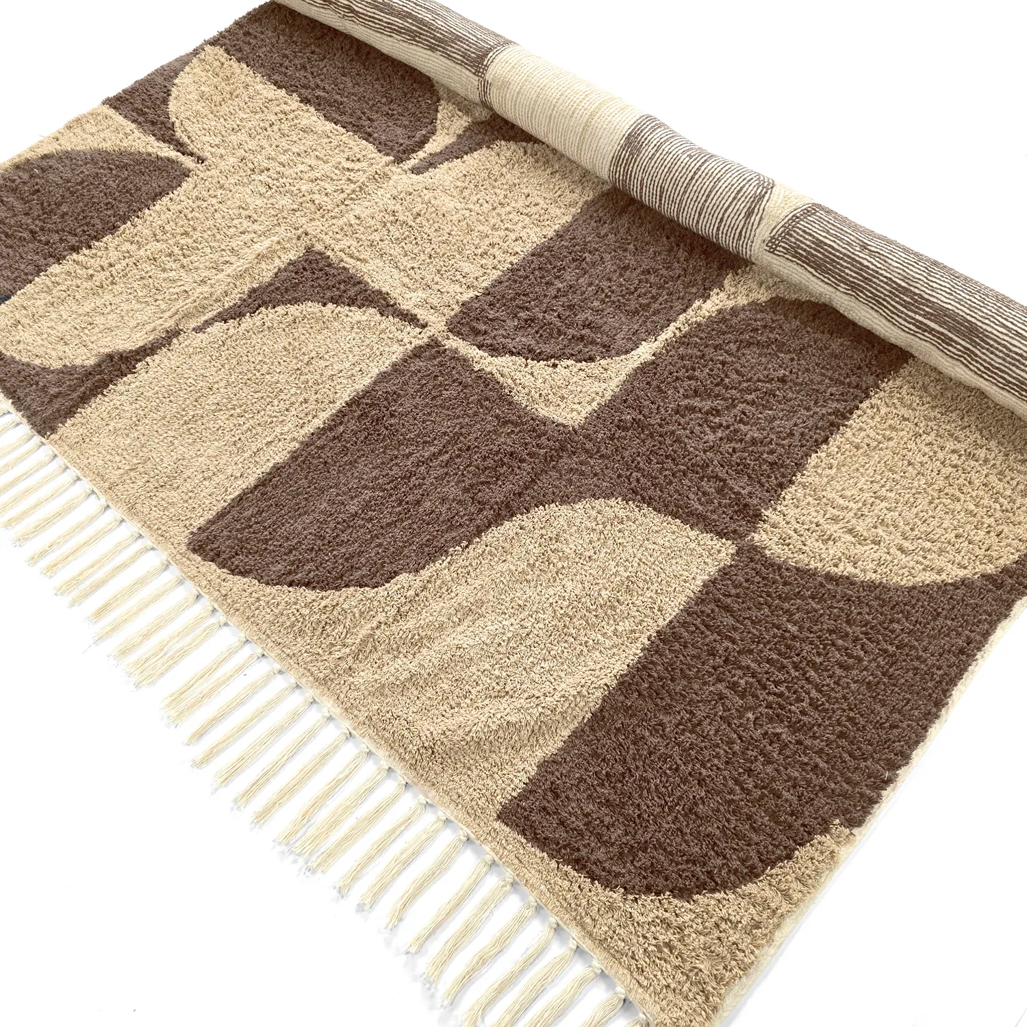 Tapis shaggy - Siberia Natural Cotton Shaggy (beige/marron)