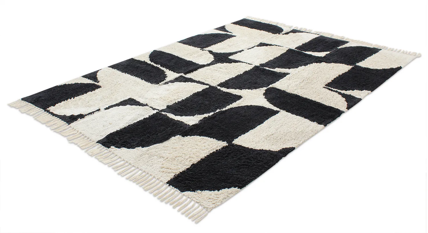 Tapis à poils longs - Siberia Natural Cotton Shaggy (blanc cassé/noir)