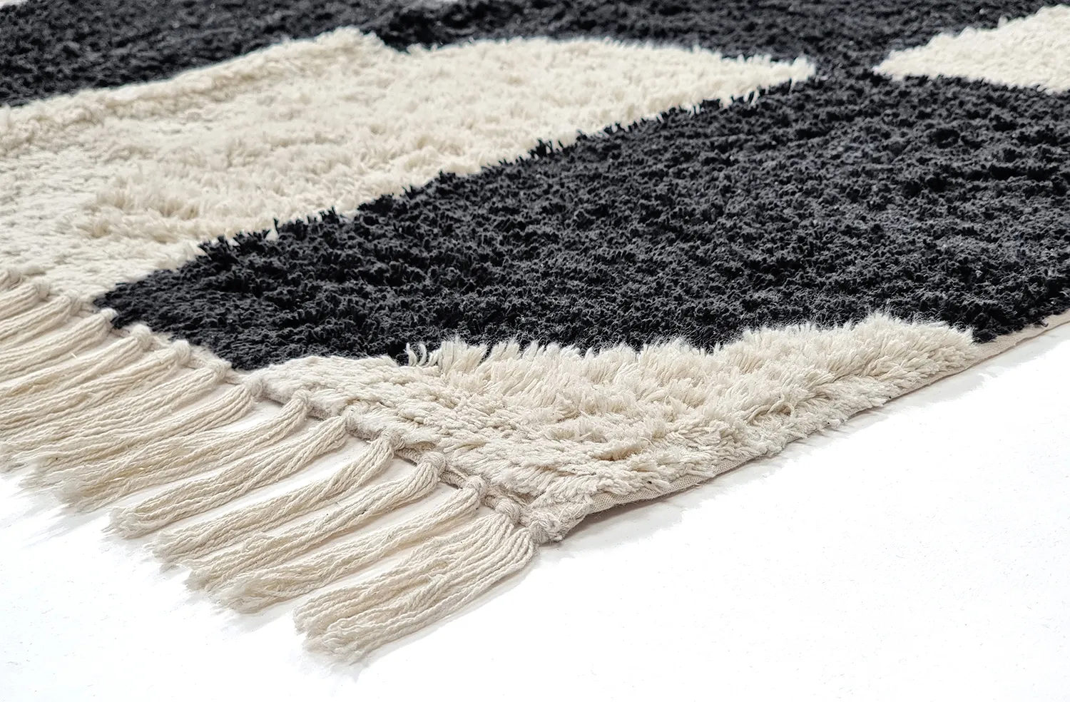 Tapis à poils longs - Siberia Natural Cotton Shaggy (blanc cassé/noir)