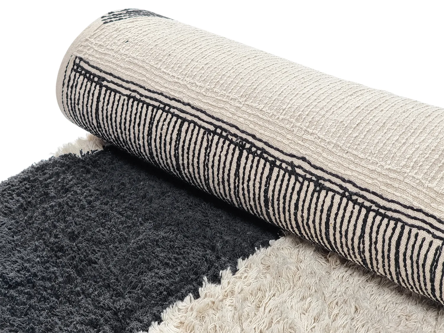 Tapis à poils longs - Siberia Natural Cotton Shaggy (blanc cassé/noir)