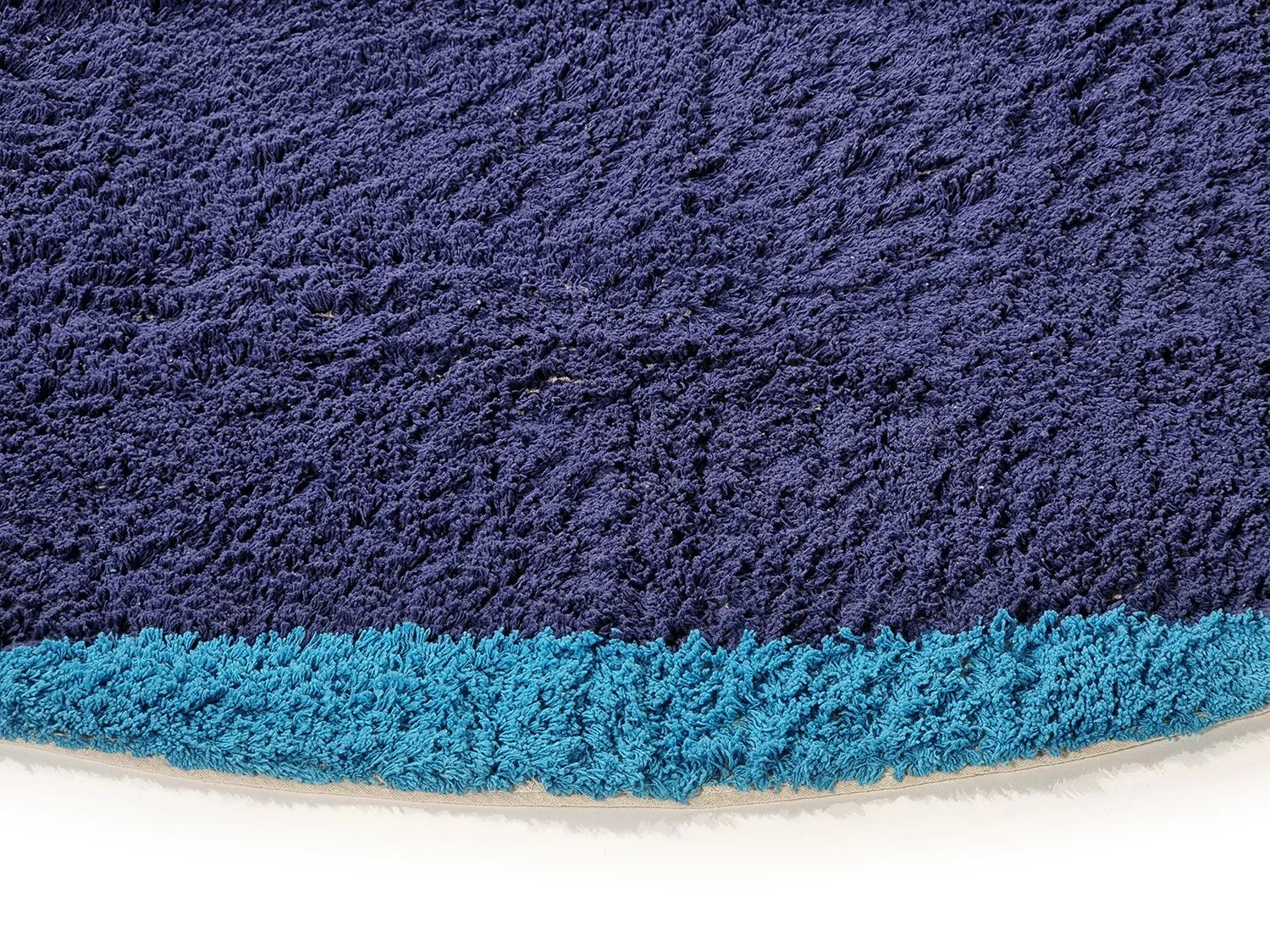 Tapis rond - Taro Natural Cotton Shaggy (bleu)