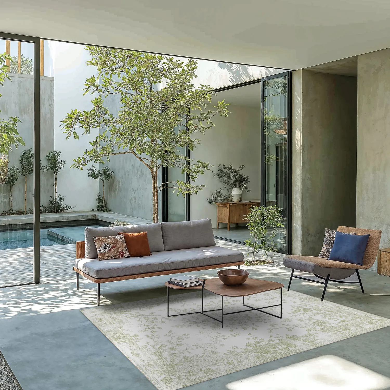 Tapis Wilton - Tulum (vert clair/blanc)