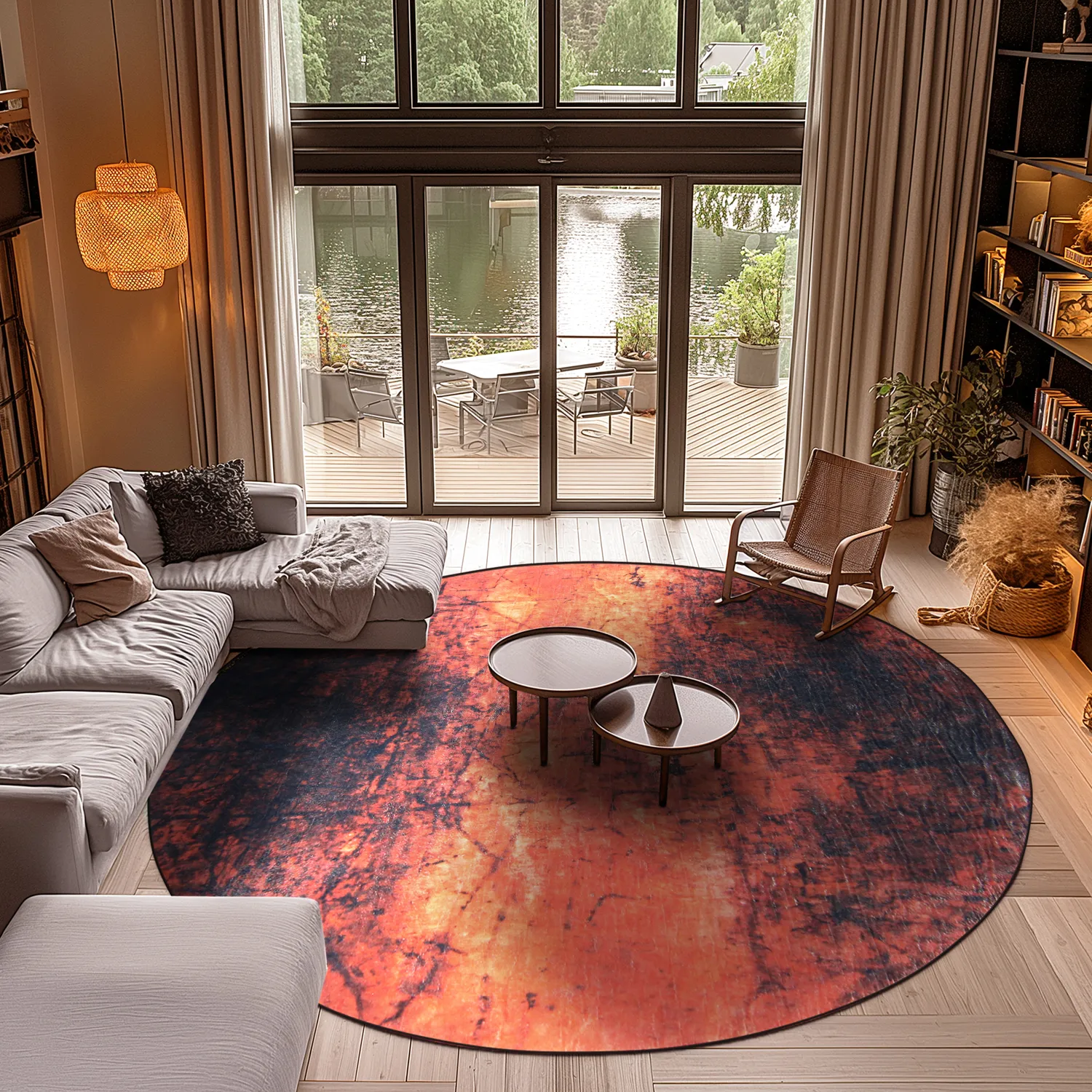 Tapis rond - Wells (orange)