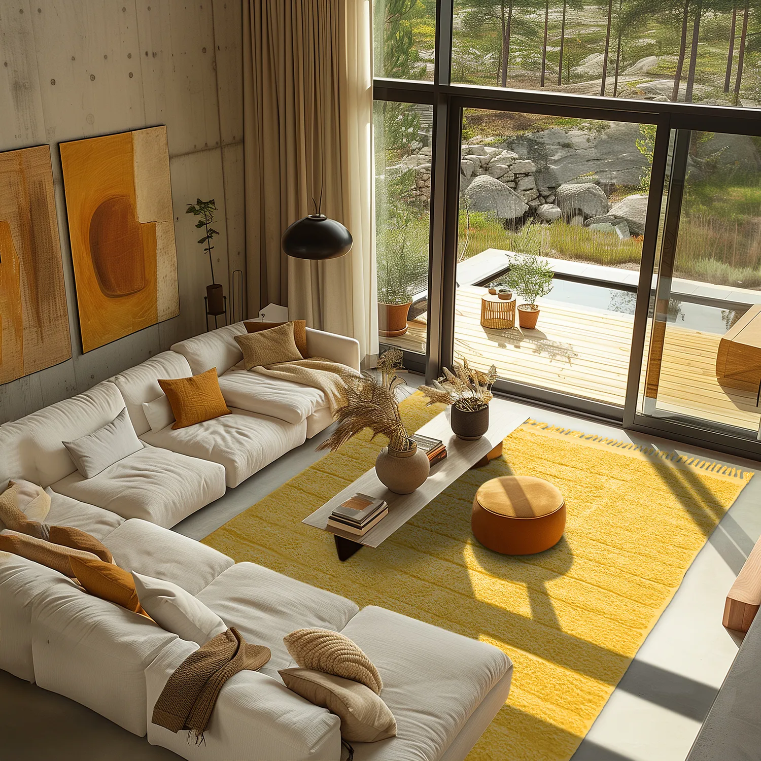 Tapis shaggy - Willow Natural Cotton Shaggy (jaune)