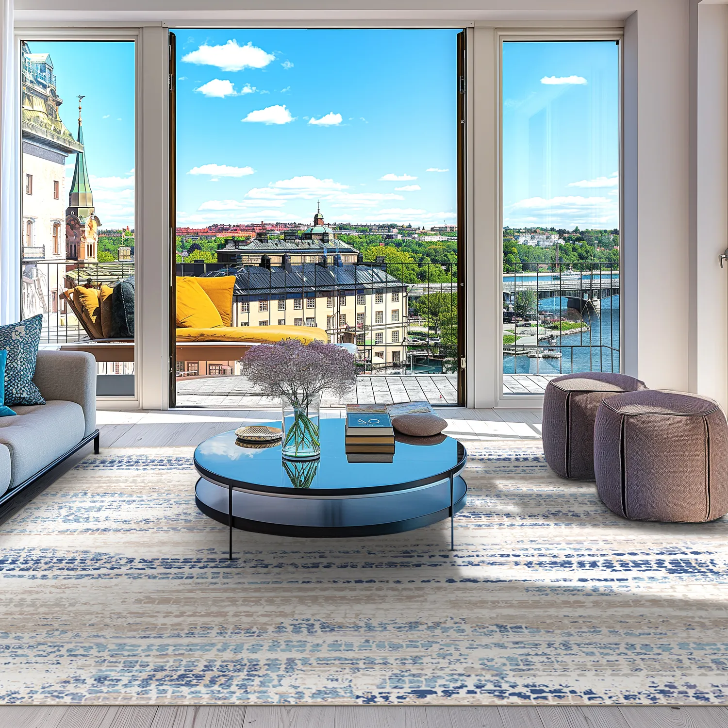 Tapis Wilton - Yafran (bleu)