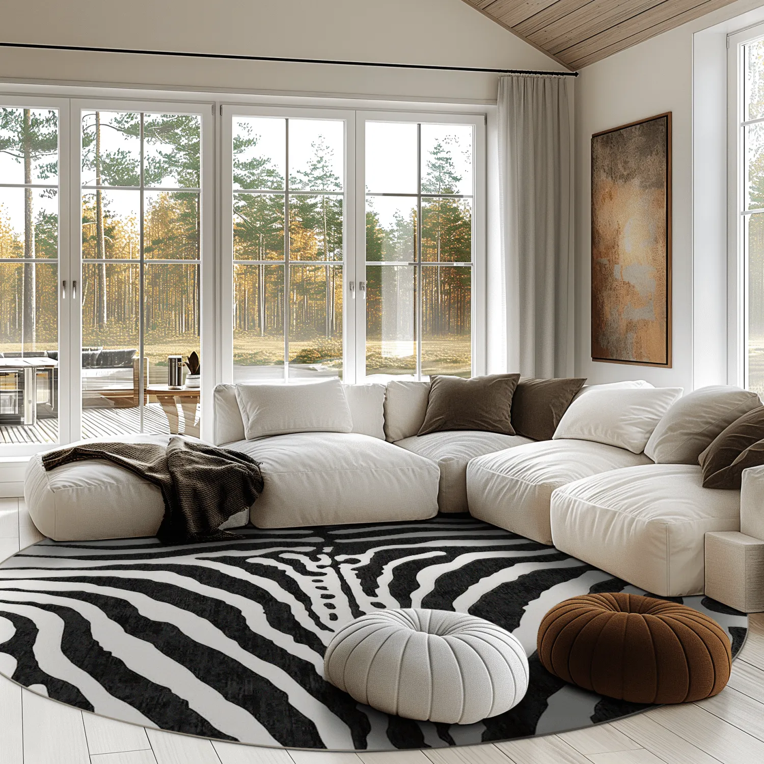 Tapis rond - Zebra (noir/blanc)