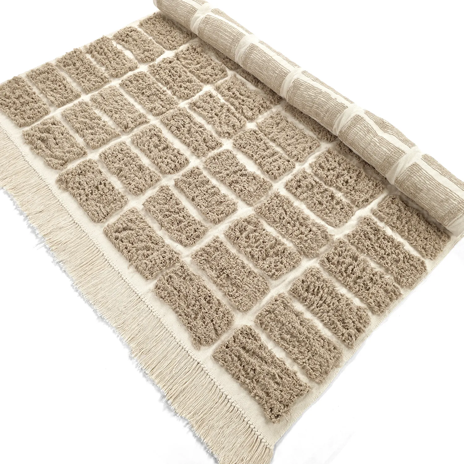 Tapis à poils longs - Zola Natural Cotton Shaggy (beige)