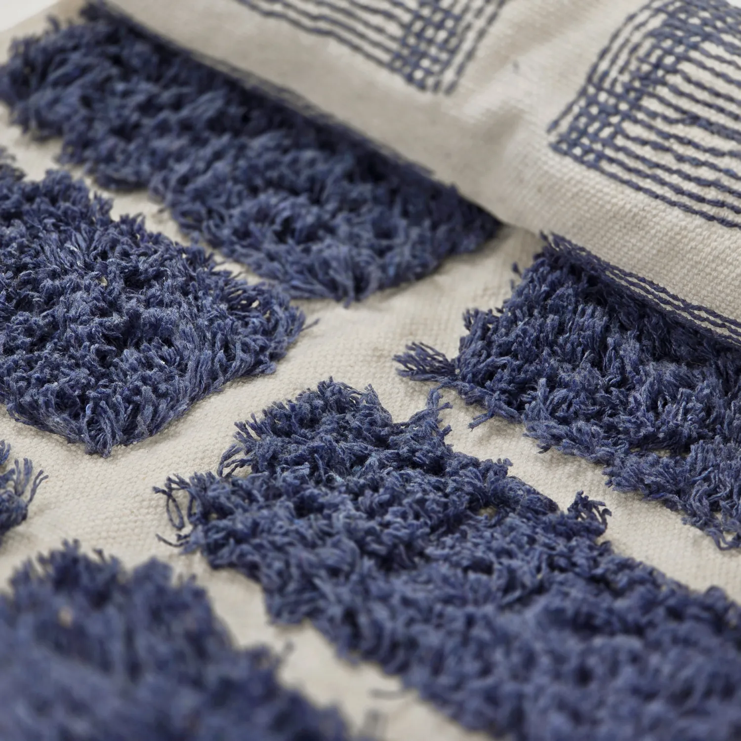 Tapis à poils longs - Zola Natural Cotton Shaggy (bleu)
