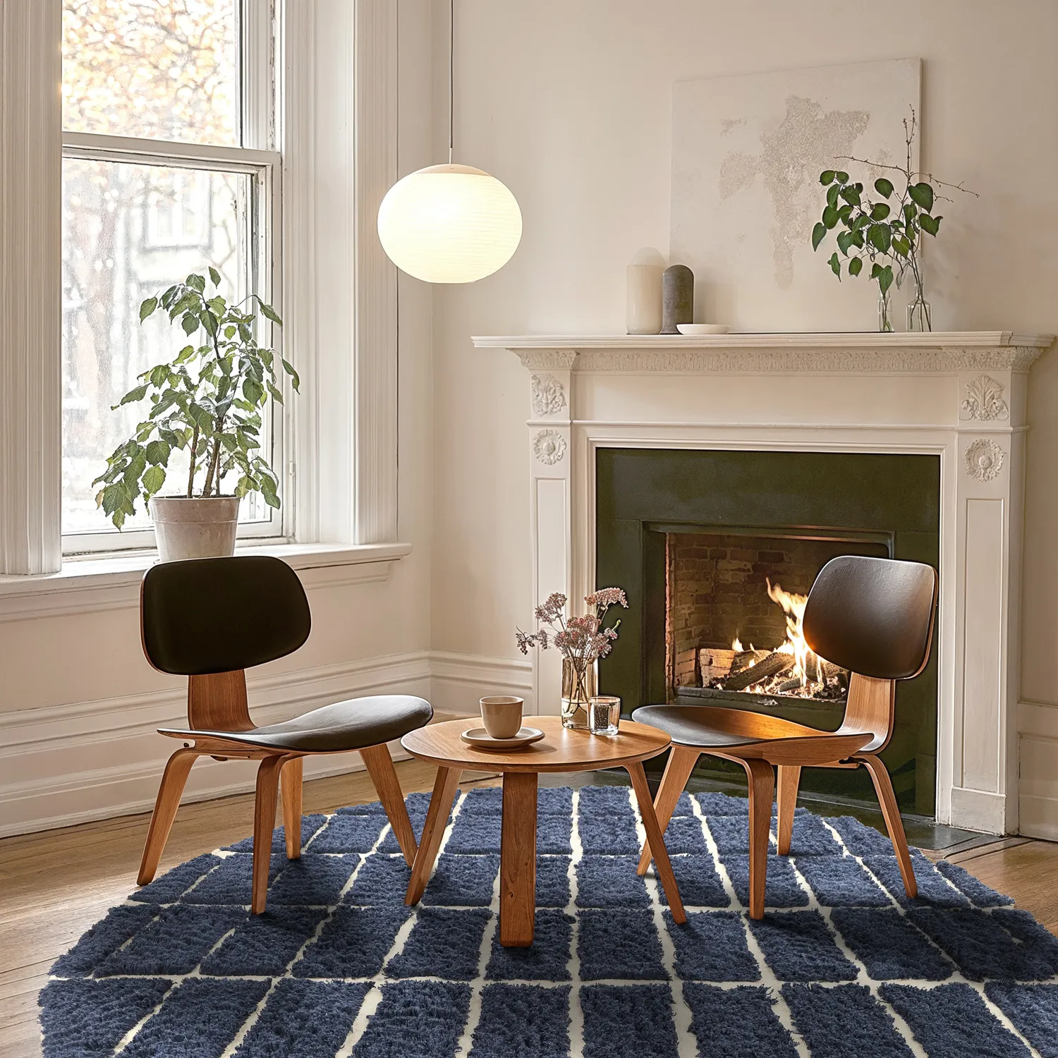 Tapis rond - Zola Natural Cotton Shaggy (bleu)