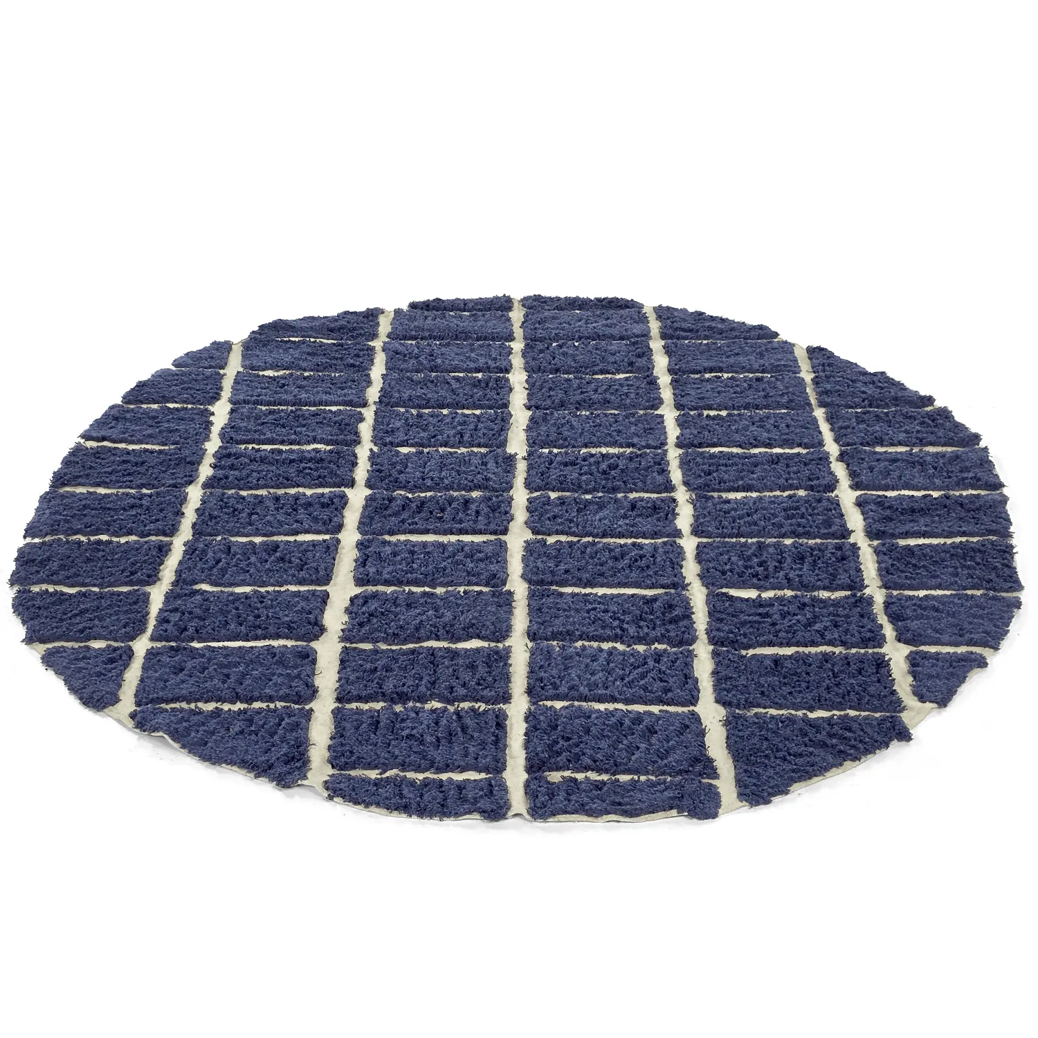 Tapis rond - Zola Natural Cotton Shaggy (bleu)