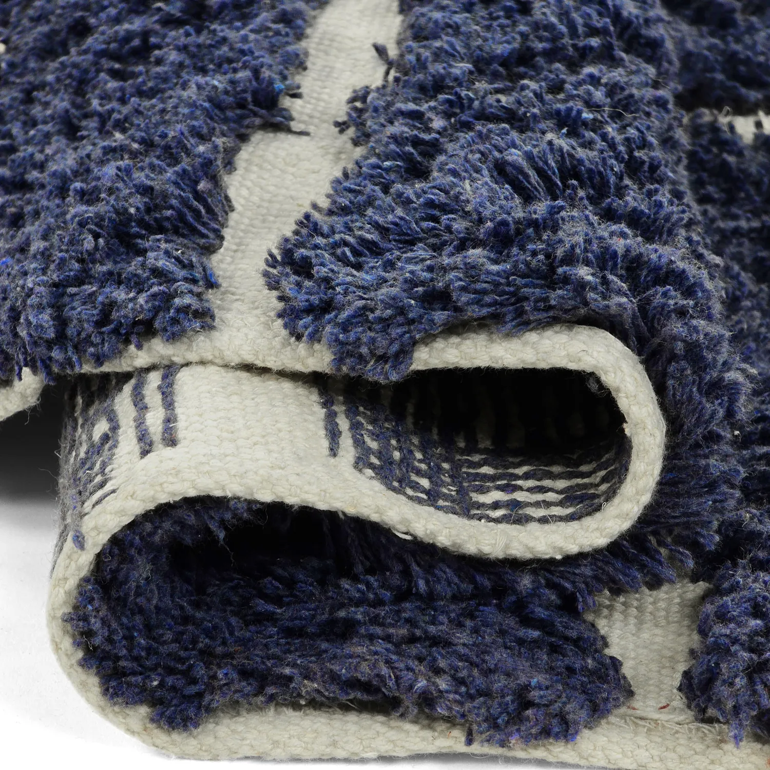 Tapis rond - Zola Natural Cotton Shaggy (bleu)