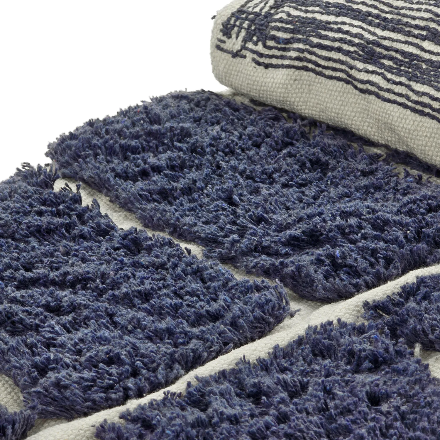 Tapis rond - Zola Natural Cotton Shaggy (bleu)