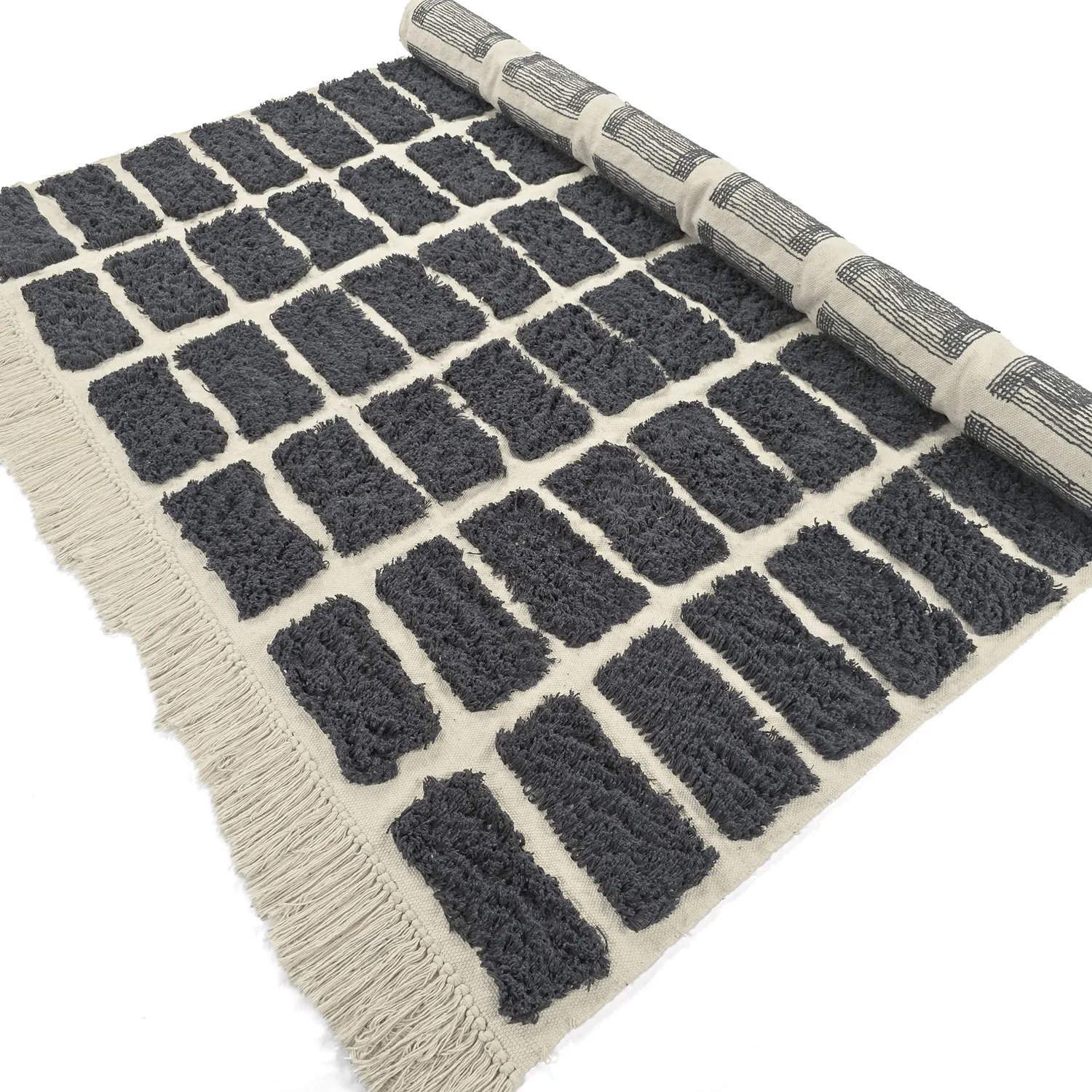 Tapis à poils longs - Zola Natural Cotton Shaggy (gris foncé)