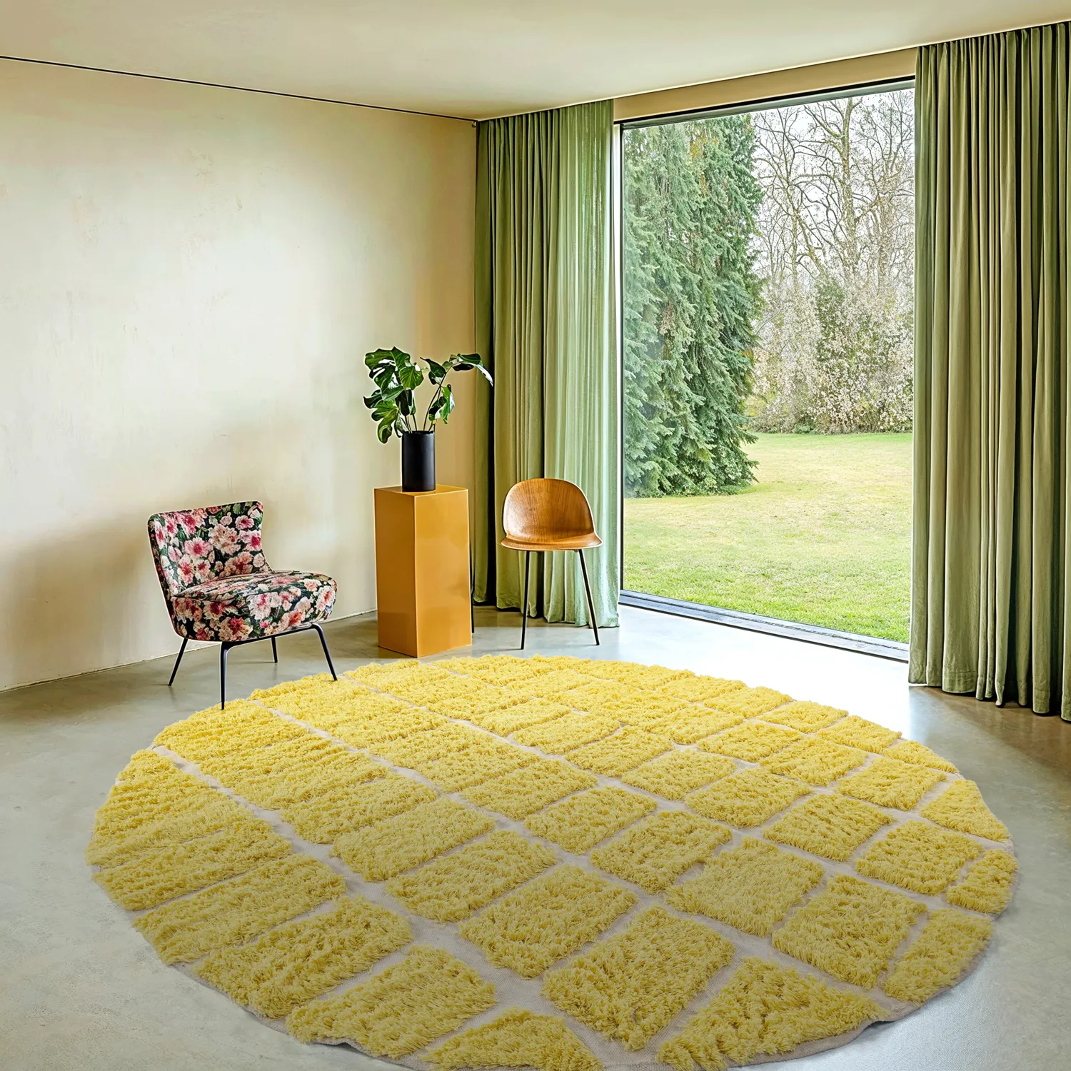 Tapis rond - Zola Natural Cotton Shaggy (jaune)