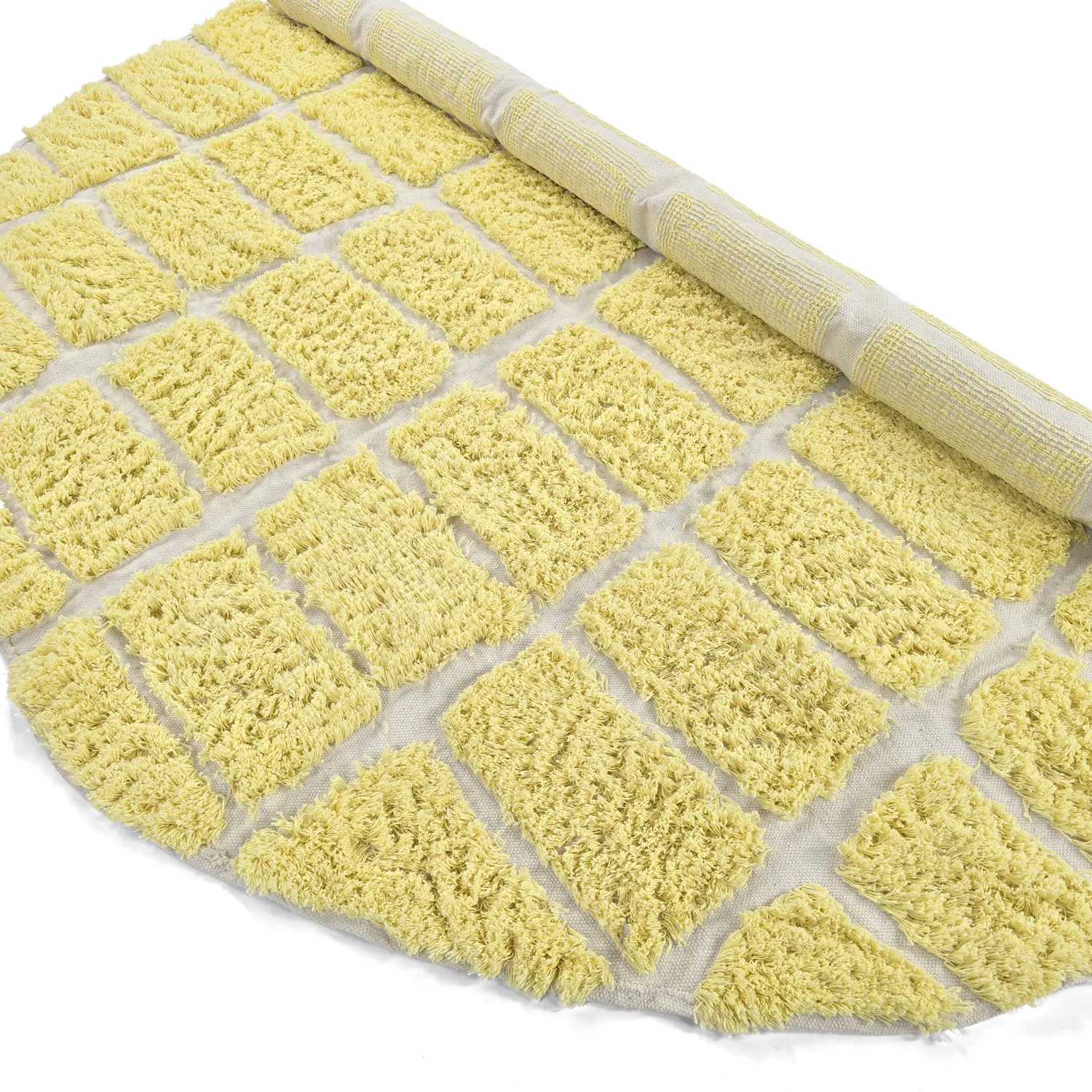 Tapis rond - Zola Natural Cotton Shaggy (jaune)