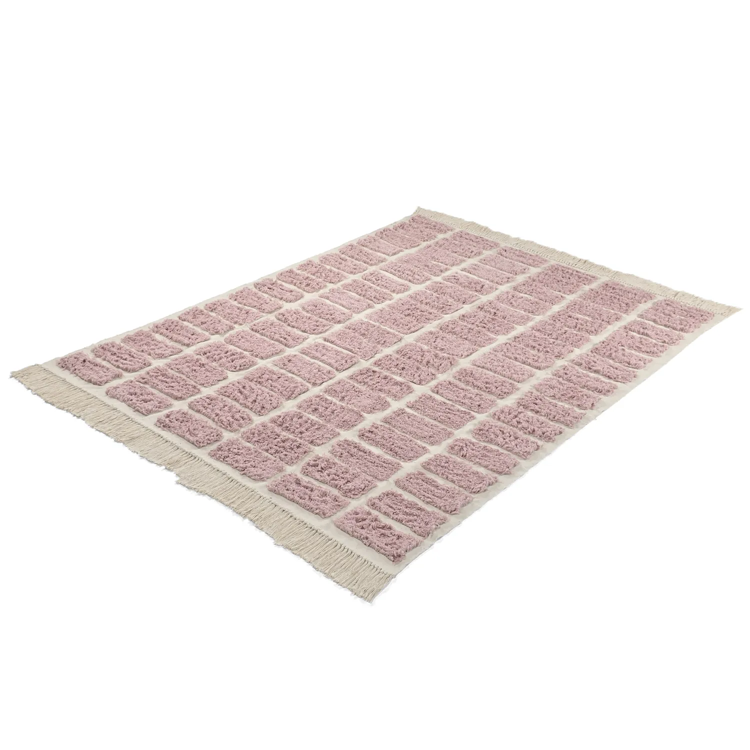 Tapis à poils longs - Zola Natural Cotton Shaggy (rose)