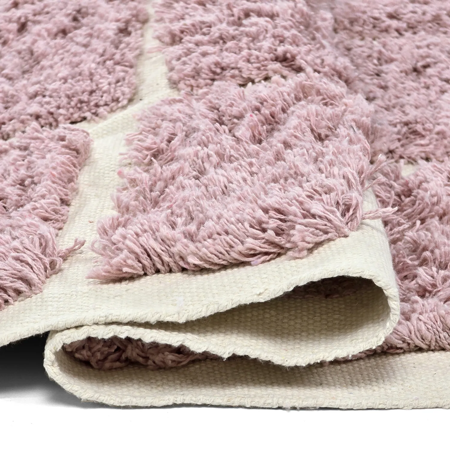 Tapis à poils longs - Zola Natural Cotton Shaggy (rose)