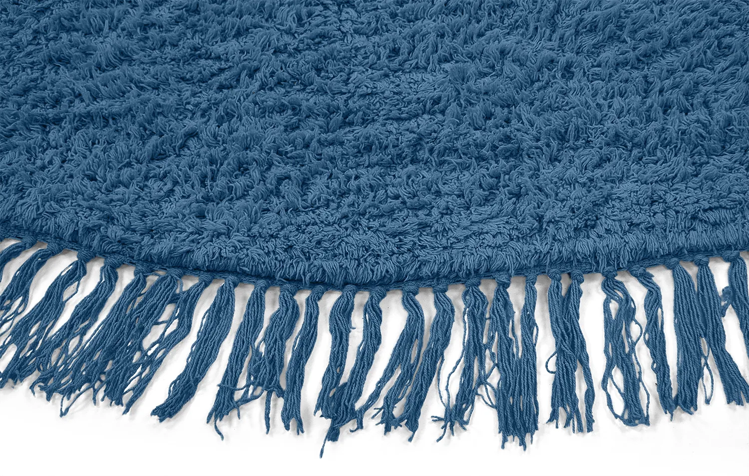 Tapis rond - Alba Natural Cotton Shaggy (bleu)