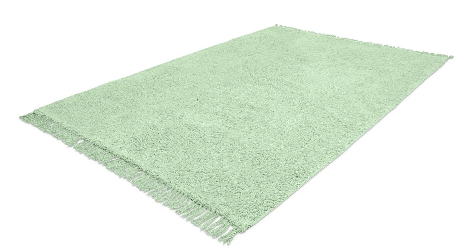 Tapis à poils longs - Alba Natural Cotton Shaggy (vert clair)