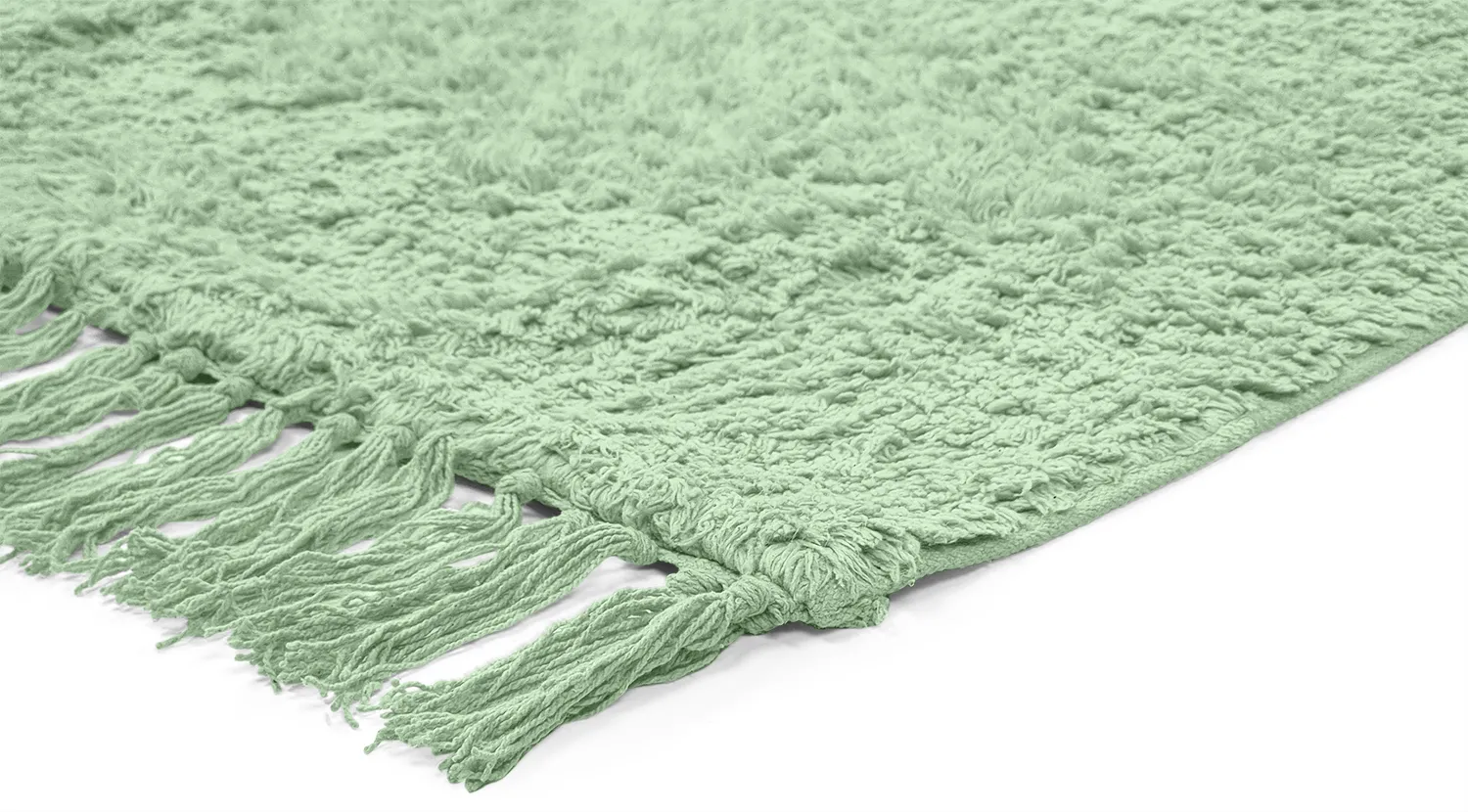 Tapis à poils longs - Alba Natural Cotton Shaggy (vert clair)