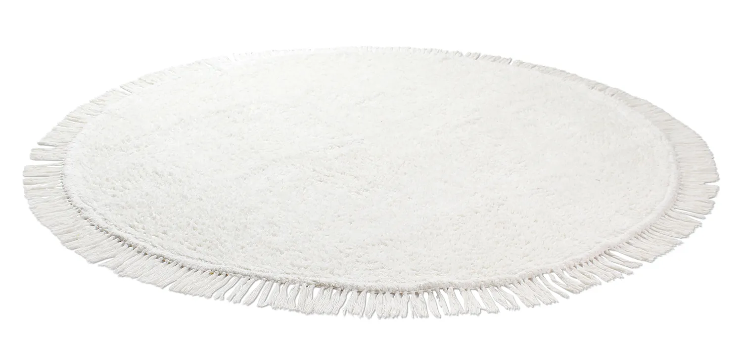 Tapis rond - Alba Natural Cotton Shaggy (blanc)