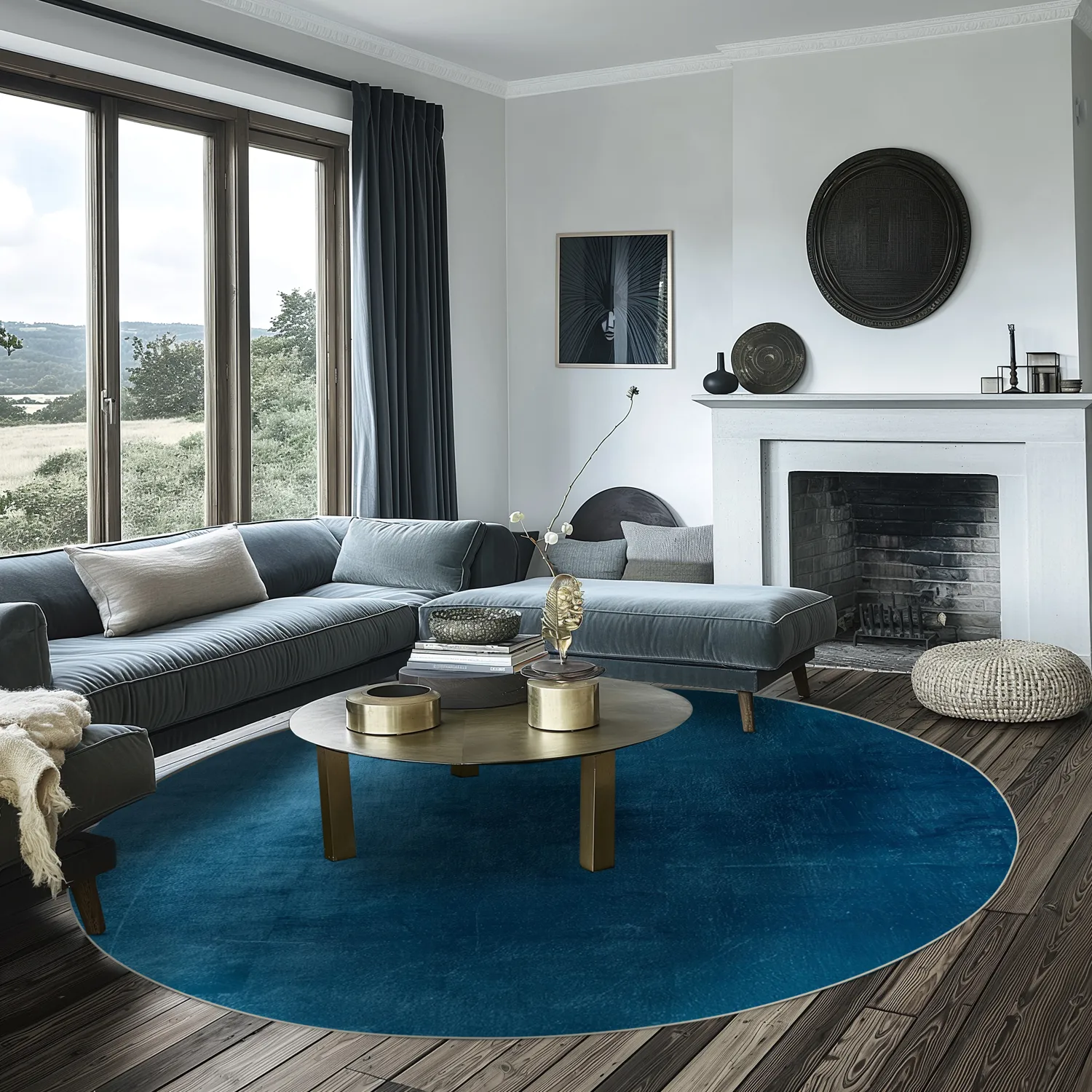 Tapis rond - Artena (bleu foncé)