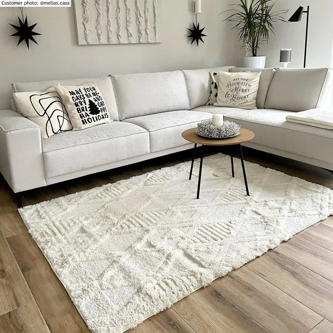 Tapis à poils longs - Rostock (blanc cassé)