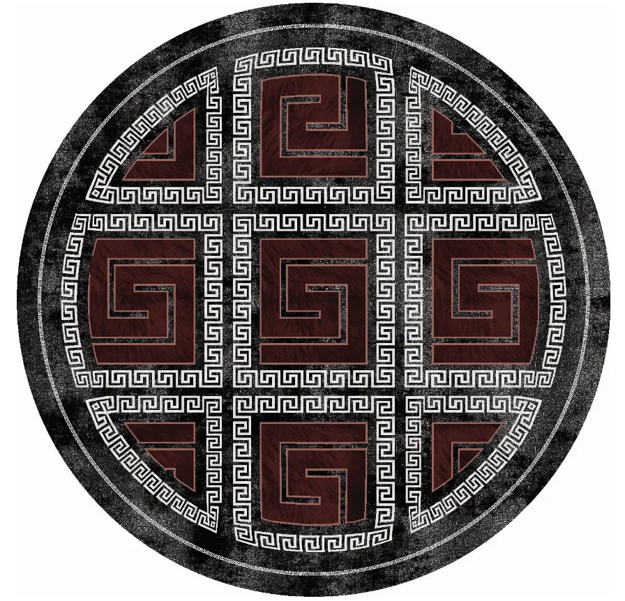 Tapis rond - Milos (noir/rouge)